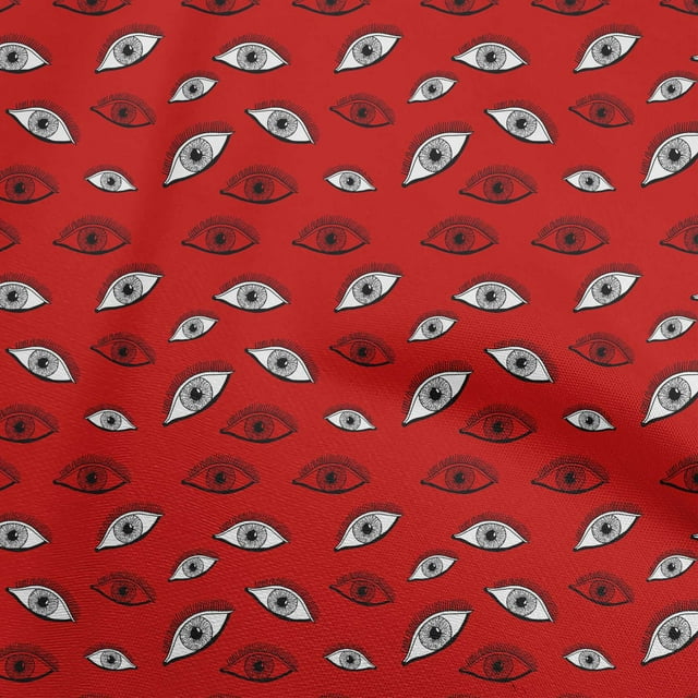 oneOone Cotton Poplin Red Fabric Eye Print Sewing Craft Projects Fabric Prints By Yard 56 Inch Wide