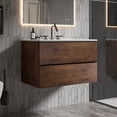 thumbnail image 2 of CITTANEO 30" Floating Bathroom Vanity with 3-Hole Ceramic Sink, Contemporary Bathroom Cabinet with 2 Drawers, Walnut, 2 of 7