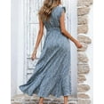 thumbnail image 4 of FreshPrettySummer Floral Maxi Dress for Women Vacation Ruffle Sleeve V Neck Belt Wrap Spring Beach Wedding Guest Dresses, 4 of 6