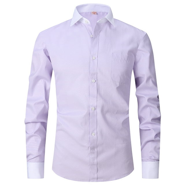 RXIRUCGD Cardigan à Col Rabattu Uni pour Hommes, Chemise d'Affaires à Boutons, Violet, Taille : 4TG