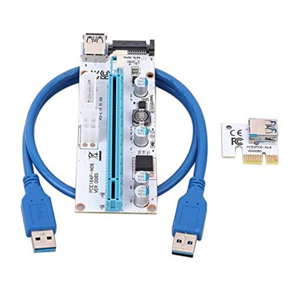 6\pin PCI\E Riser Board Interface 1x to 16x Adapter Graphic Card PCI\E Extender Board Blue