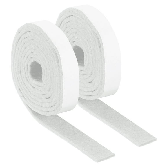Felt Strips with Adhesive Backing, 2 Pack 1/2" x 60" x 0.12" Adhesive Felt Strips Anti Scratch Furniture Felt Tapes Self-Stick Felt Pads for Protecting Hardwood Floor, White