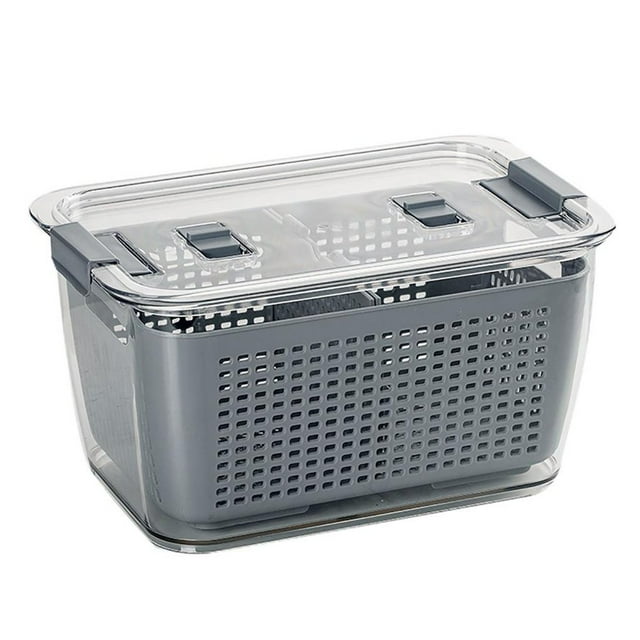 Fresh Food Drainer Container Vegetable Fruit Storage Basket Refrigerator Organizer Bin