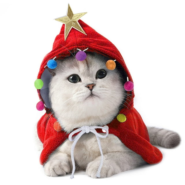 Cape Pet Costume Christmas Pompones Capa para Gatos Cachorro yeacher L