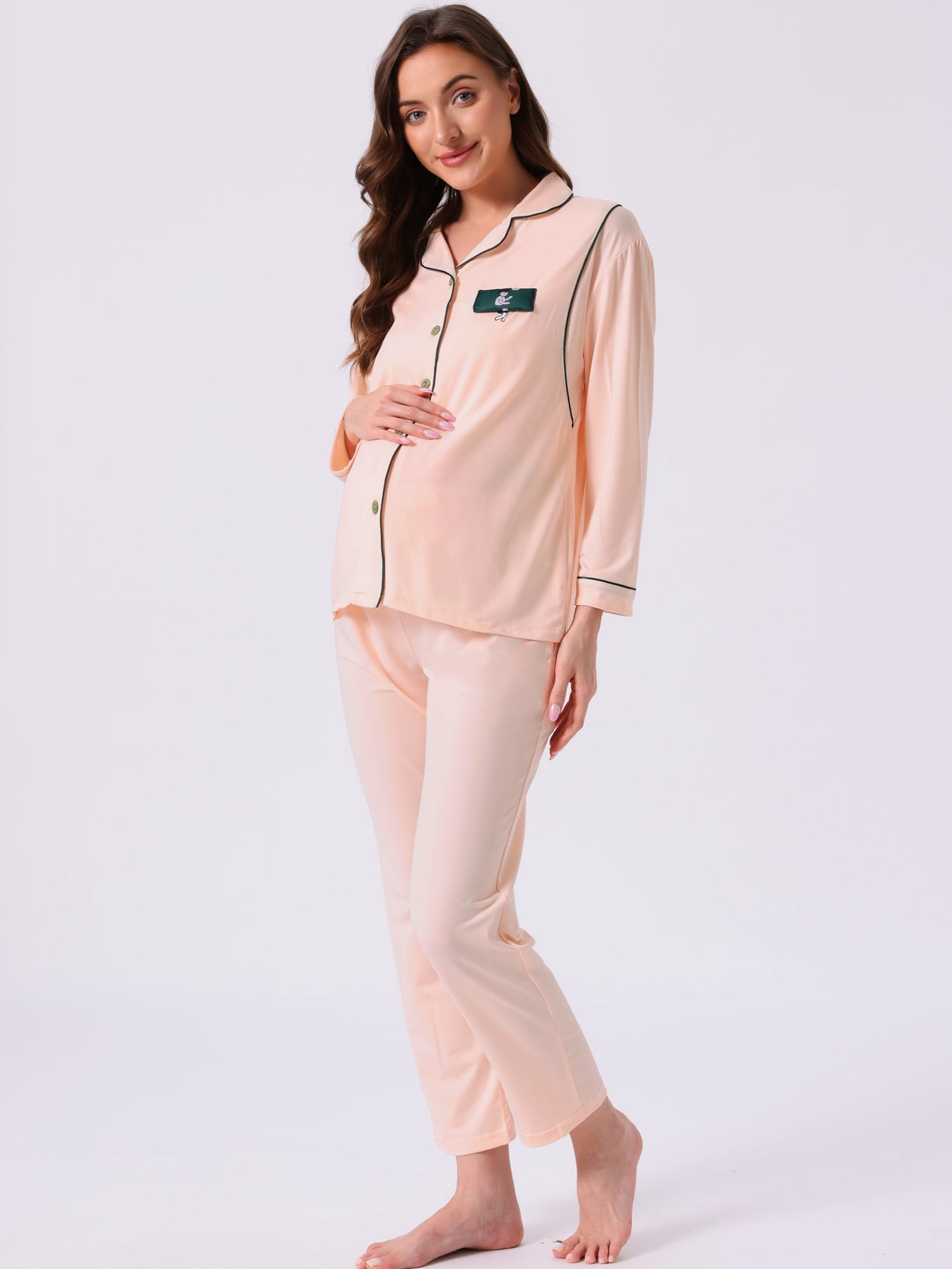 DARING DIVA Women's Nursing Pajamas Sleepwear Button Down Breastfeeding Sets XL Pink
