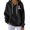 Black, variant on Women's Solid Color Textured Hoodie, Breast Cancer Awareness Pullover with Drawstring Hood and Pockets, Soft Casual Sweatshirt for Support Events, Daily Wear and Fundraiser Activities Sky Blue S
