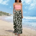 thumbnail image 5 of WTOBBY Women's Summer Floral Print Wide Leg Palazzo Pants Featuring High Waist Elastic Drawstring Casual Design and Pockets for Stylish Outfits ,Army Green L, 5 of 7