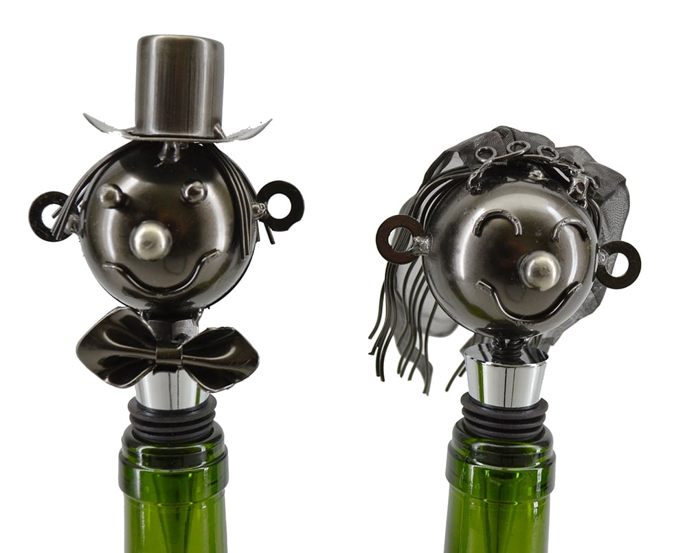 Bride and Groom Metal Wine Bottle Stoppers