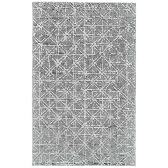 Feizy Manoa Transitional Geometric, Gray/Silver, 2' x 3' Accent Rug Sheen Fade Resistant Mid-Century Modern Design Carpet for Living Dining Bed Room