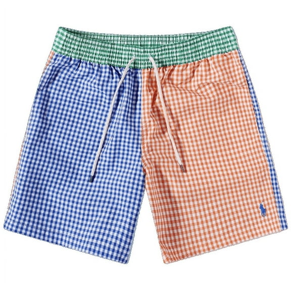 Polo Ralph Lauren Boys Traveler Swim Trunks, Colorblock Gingham, Small (8)