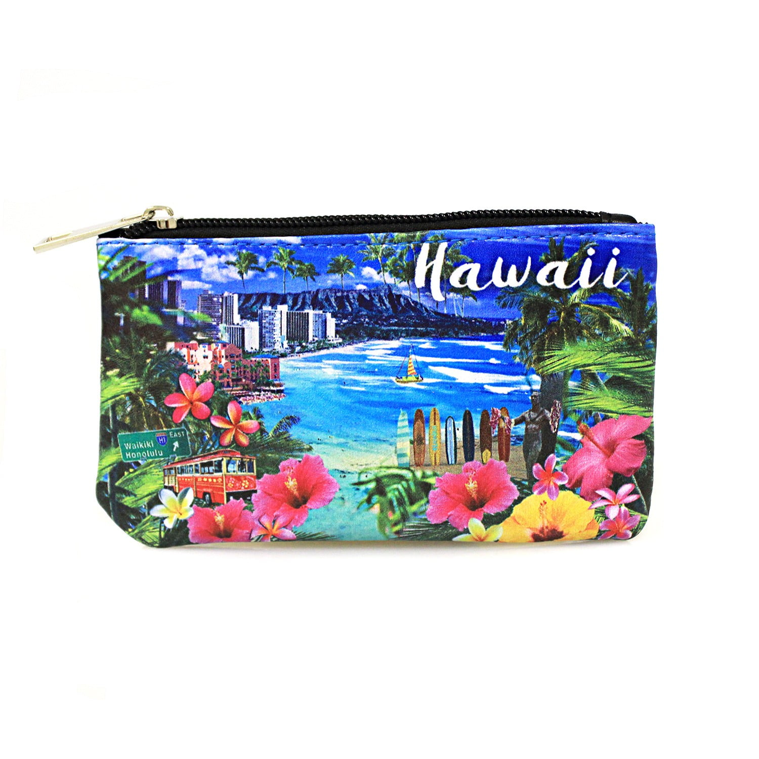 Hawaii Hangover - Hawaii Print Artificial Leather Zipper Key Ring Coin