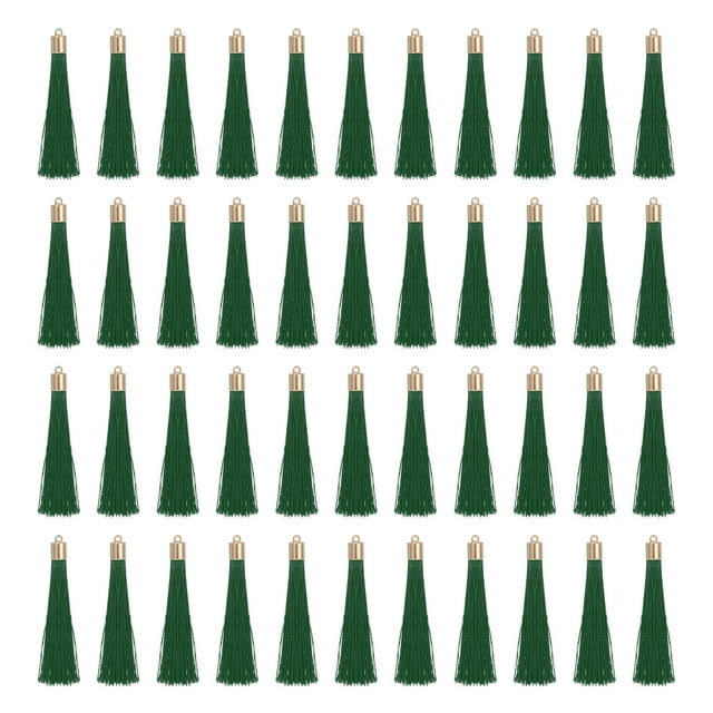 Uxcell 100 Pcs Flecos para Marcadores con Tapa Dorada 2.4" Flecos para DIY Verde Oscuro
