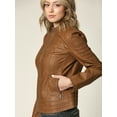 thumbnail image 5 of Made by Johnny Women's Vegan Leather Motorcycle Jacket XL CAMEL, 5 of 6
