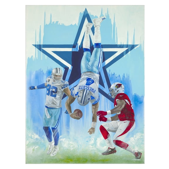 Dak Prescott Dallas Cowboys Deacon Jones Foundation 20" x 30" Stretched Canvas Print by Artist Tom Digiacco