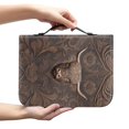 thumbnail image 2 of HELLHERO Tooled Leather Bull Bible Carrying Case for Women, Lightweight Bible Cover with Pencil Holder for Church Bible Study Outdoor Study, 2 of 12