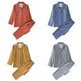 thumbnail image 2 of Pijamas de franela para el hogar de buena calidad, de algodón de color sólido, para parejas, gruesos, de otoño e invierno, sencillos y lisos, 2 of 5