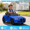 thumbnail image 6 of BMW M4 12V Kids Ride On Toy Car with Parents Remote, Electric Car with USB/MP3, Bluetooth, LED Light, Toddler Car with A Handle with Wheels and A Pull, Easy to Carry, Gift for Boys Girls 2-5, Blue, 6 of 9
