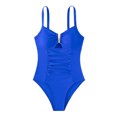 thumbnail image 1 of One Piece Swimsuit Women-Neck V-Clay Solid Bikini Beach Pool Swimwear (XL) Azul, 1 of 9