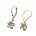 thumbnail image 2 of 14K solid white gold Hawaiian 9mm plumeria flower dangling leverback earrings, 2 of 3