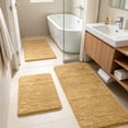 thumbnail image 3 of Dongrere Solid Color Bathroom Rug Set, 3-Piece Shaggy Fluffy Bath Mats, Non-Slip Area Rug for Bathroom Floor Tub Shower Decor, Khaki, 3 of 5