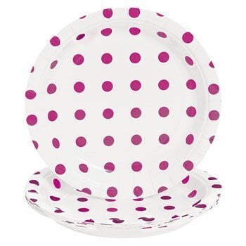 Dots Pink Dessert - Candy Pink Polka Dot Dessert Plates - Valentine's Day & Party Tableware