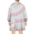 thumbnail image 2 of Gray Pink Baseball Stitches Pattern Wearable Oversized Blanket,Wearable Blanket Hoodie for Adults,Cozy Hooded Blankets with Super Pockets,Super Warm Fuzzy Pullover for Women & Men, 2 of 6