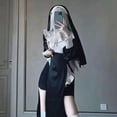 thumbnail image 1 of Anime Cosplay de monja Sexy, uniforme de monja, vestido negro, disfraces diarios de Halloween para mujer, Cosplay de monja, 1 of 3