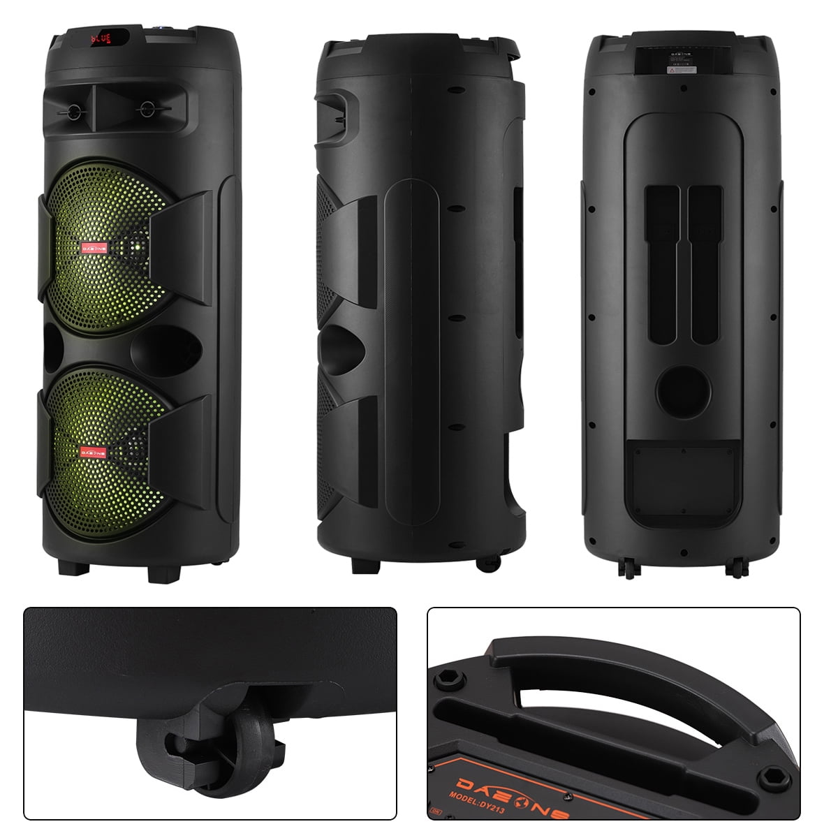 RIDWIND 9000W Peak Power Portable Bluetooth Speakers Portable with Double 12 inch Subwoofer Heavy Bass,FM Radio, Wireless Microphone, Party Lights, Remote Control TWS Stereo Sound System Speaker