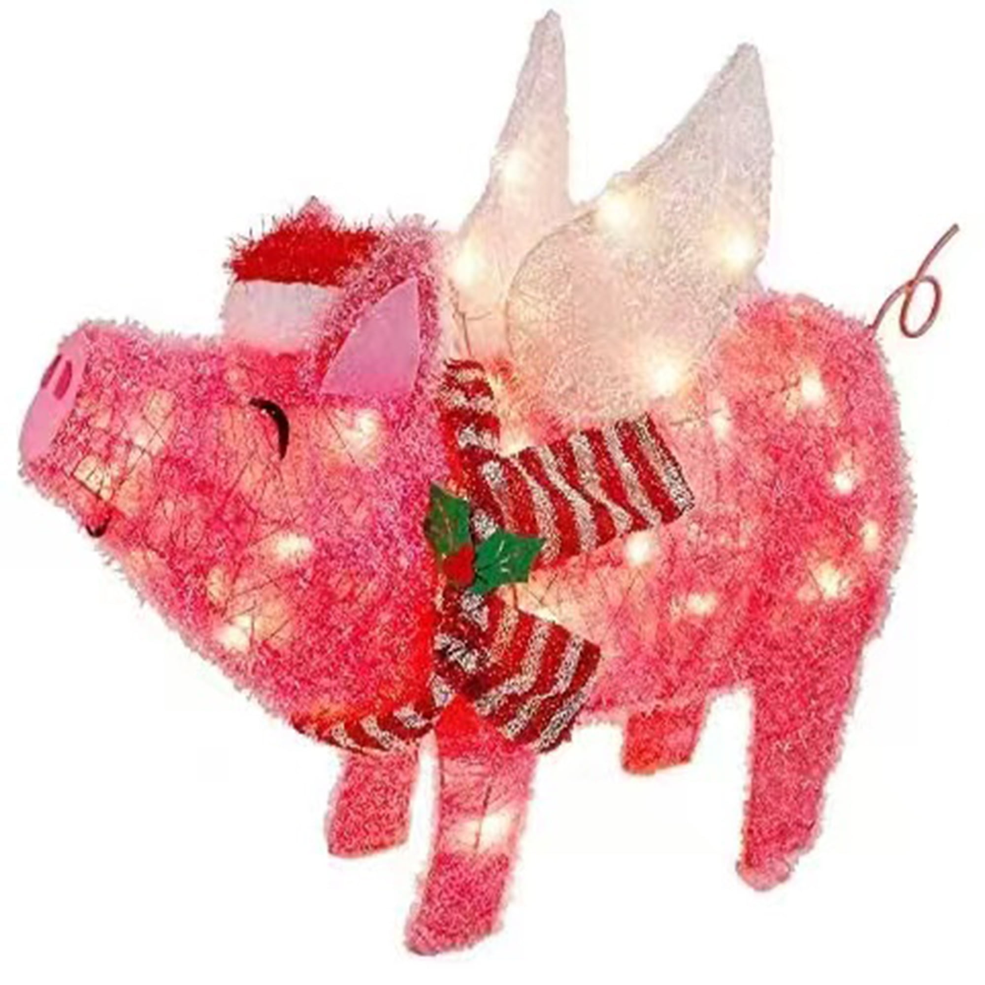 Spring hue LightUp Pig LED Lighted Flying Pig Christmas Decoration