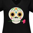 thumbnail image 4 of Inktastic DÃ­a De Los Muertos Skull with Flower Women's Plus Size V-Neck T-Shirt, 4 of 5