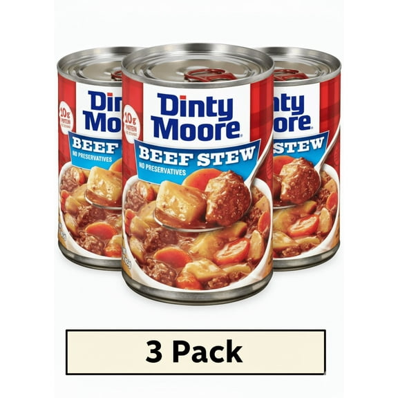 DINTY MOORE Beef Stew with Potatoes and Carrots, Shelf Stable, Packaged Meals, 15 oz Steel Can, Pack of 3