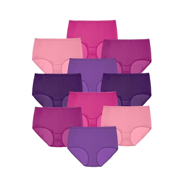 Comfort Choice Women's Plus Size Nylon Brief 10Pack Underwear