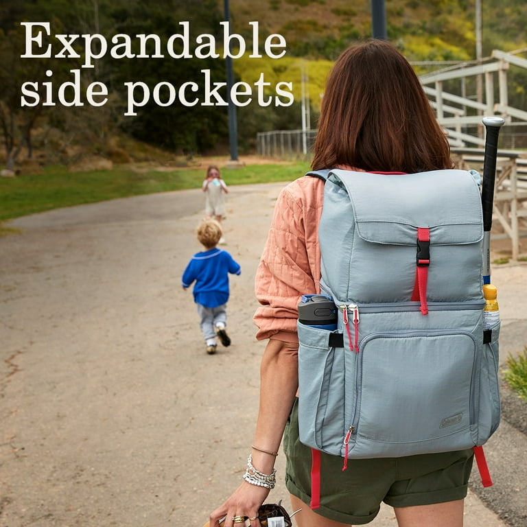 Coleman Now 18-Can Soft-Sided 31.86 qt Backpack Cooler, Gray and