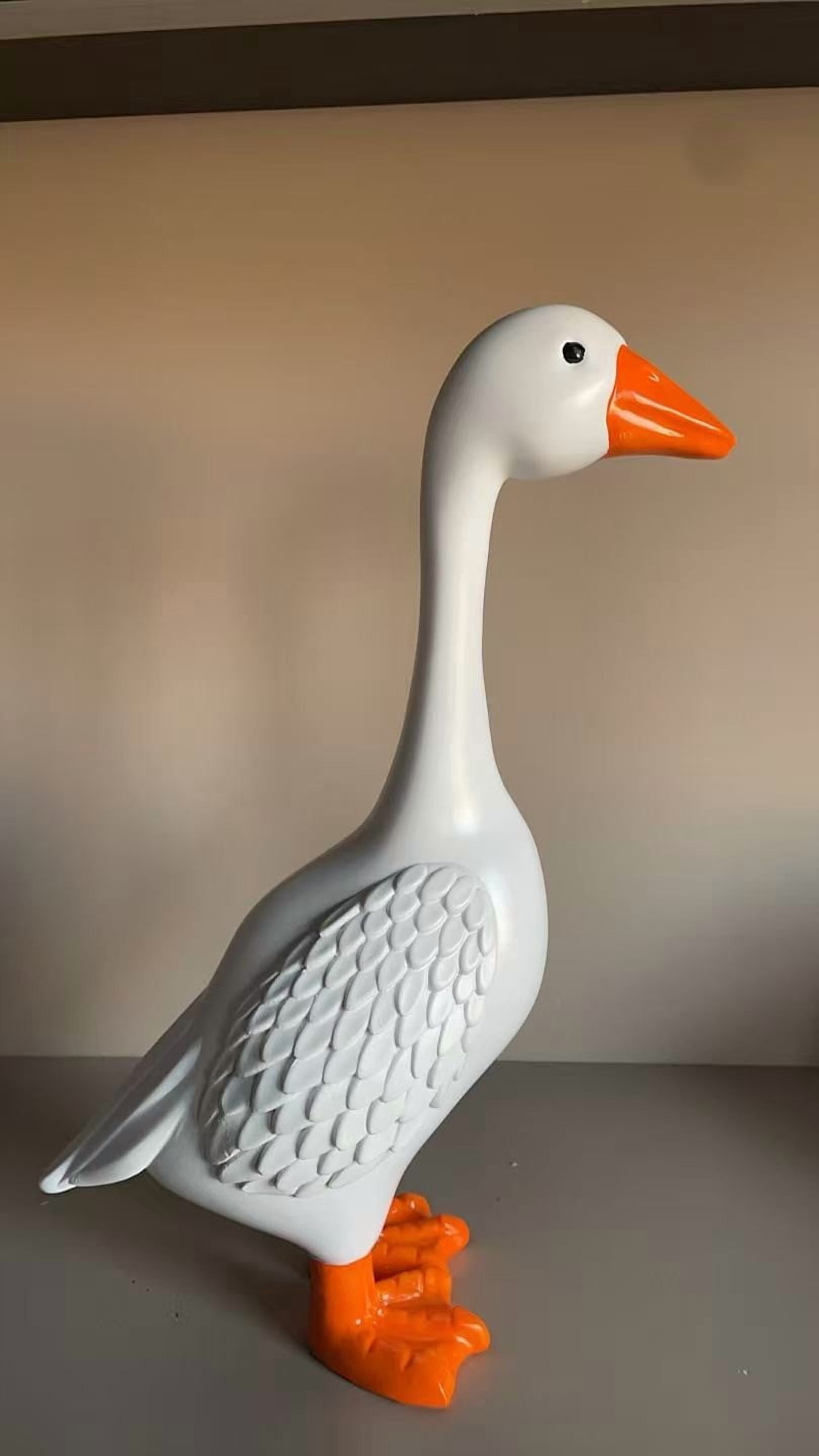 Large White Goose Statue, High Resin Garden Goose Sculpture, Yard Farm Swan Figurine Ornament,White Swan Figurines for Home Porch Backyard Patio Lawn Decor,Farmhouse Decor