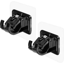 2PCS No Drill Curtain Rod Brackets No Drilling Curtain Rod Holders Self Adhesive Curtain Rod Hooks Nail Free Adjustable Curtain Hangers,Non Screw Damage Stick On Drapery Rod Bracket for Wall Window