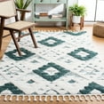 thumbnail image 2 of SAFAVIEH Moroccan Tassel Larry Geometric Shag Area Rug, Green/Ivory, 2'3" x 4', 2 of 8