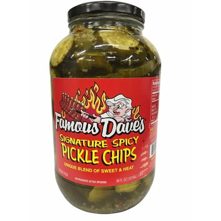 Famous Dave's Signature Spicy Pickle Chips Unique Blend of Sweet & Heat 64 FL