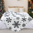 thumbnail image 4 of Christmas Snowflake Blanket Ultra Soft Winter Holiday Throw Blanket Xmas Idea Gifts Flannel Fleece Bed Blankets Lightweight Warm Cozy Fuzzy Plush Cabin Throw for Sofa Couch, Black White, 60" X 80", 4 of 6