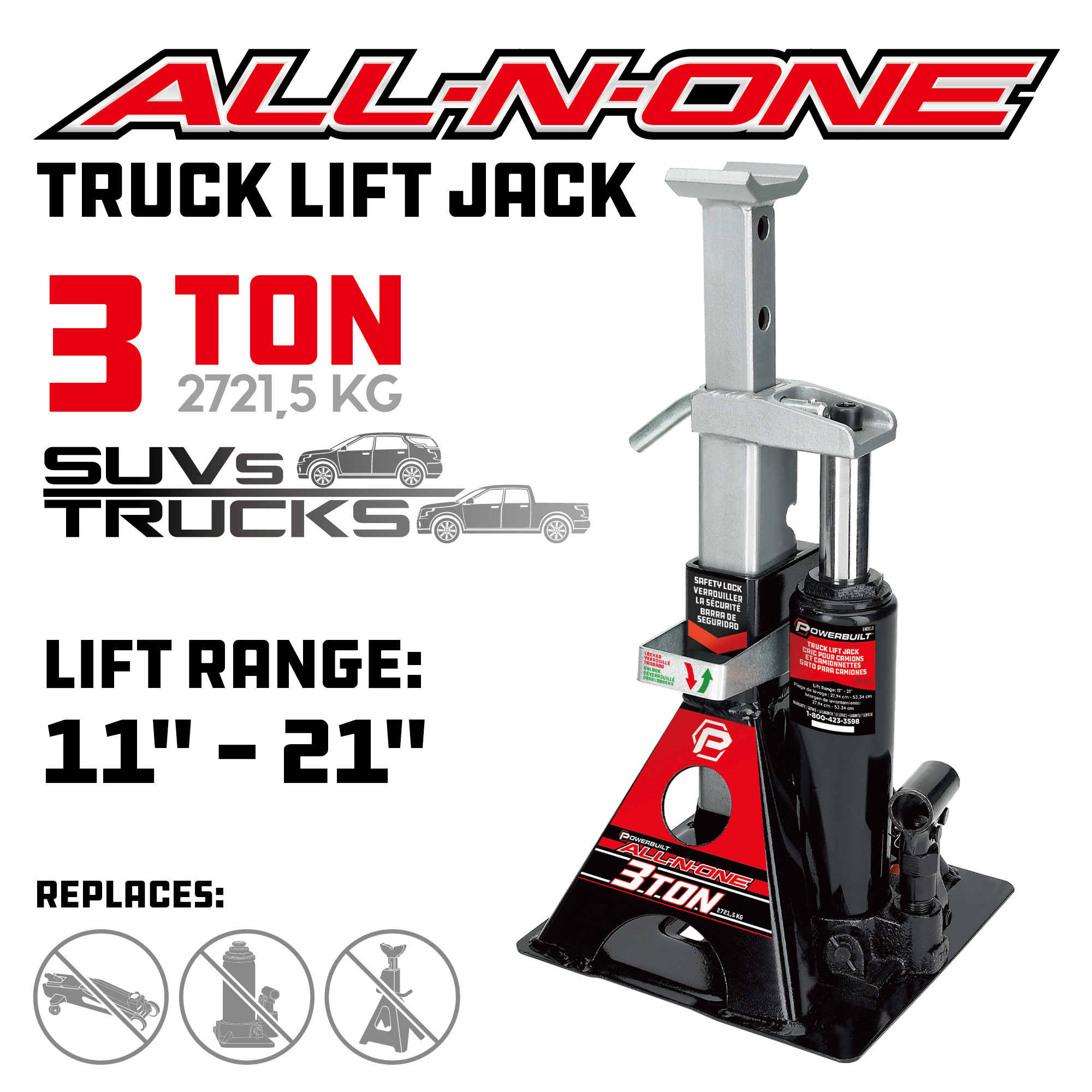Powerbuilt 3 Ton All-in-One Jackstand/Bottle Jack - 640912 - image 2 of 6