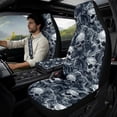 thumbnail image 2 of Xixirimido Leather Seat Cover Front Seats Only, Universal Fit Auto Front Seat Covers for Sedan Van SUV Truck 5 Pcs Set with Seatbelt Covers & Center Console Cover, Gray Gothic Skulls, 2 of 8