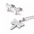 thumbnail image 3 of EOEMY Stainless Steel Set Pendant Necklace Earrings Lobster Dragonfly Silver 17" A448-Default, 3 of 5