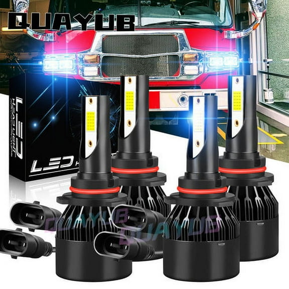 for Freightliner Columbia 4x Ice Blue LED High/Low Beam 9005 9006 Headlight Bulbs