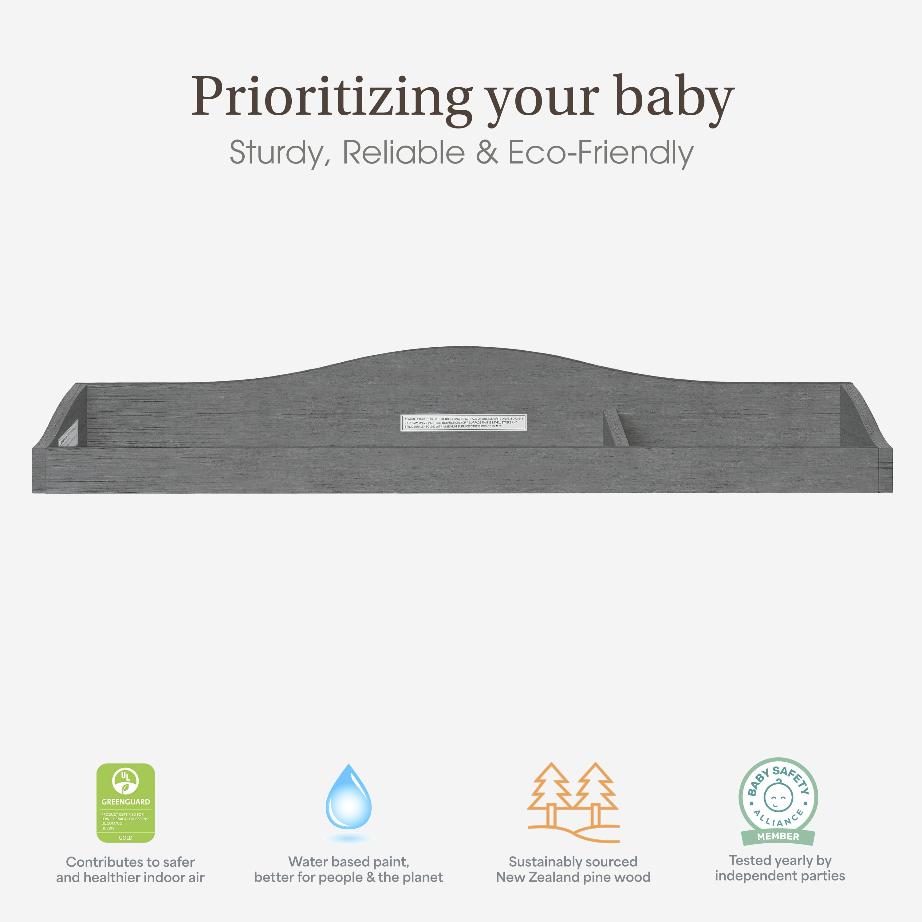 Evolur 851-RG Wooden Diaper Changing Table, Rustic Gray
