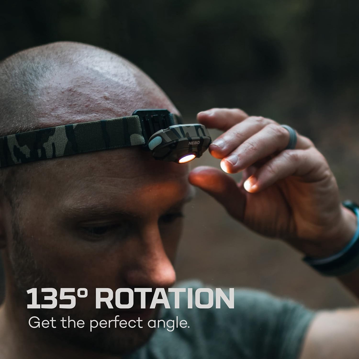 NEBO MYCRO Green Camo USB Rechargeable, Adjustable LED Headlamp & Cap Light, IPX4 Water Resistant