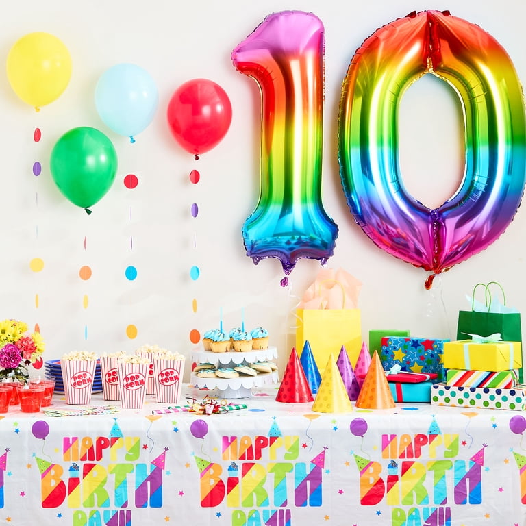 Way To Celebrate Rainbow Ombre Number 0 Foil Balloon, 35 inches