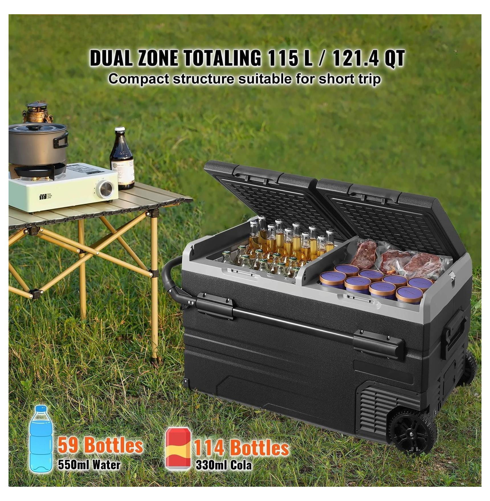 Portable Car Refrigerator Freezer 115L, Dual Zone Compressor Fridge for Car, RV, Home - Rapid Cooling, Bluetooth Control, Low Noise, -4°F to 68°F
