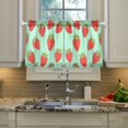 thumbnail image 2 of Yayeee Kitchen Curtains Tier Pair Light Filtering 27"x24" Rod Pocket Short Cafe Window Panel, Strawberry Pattern, 2 of 7