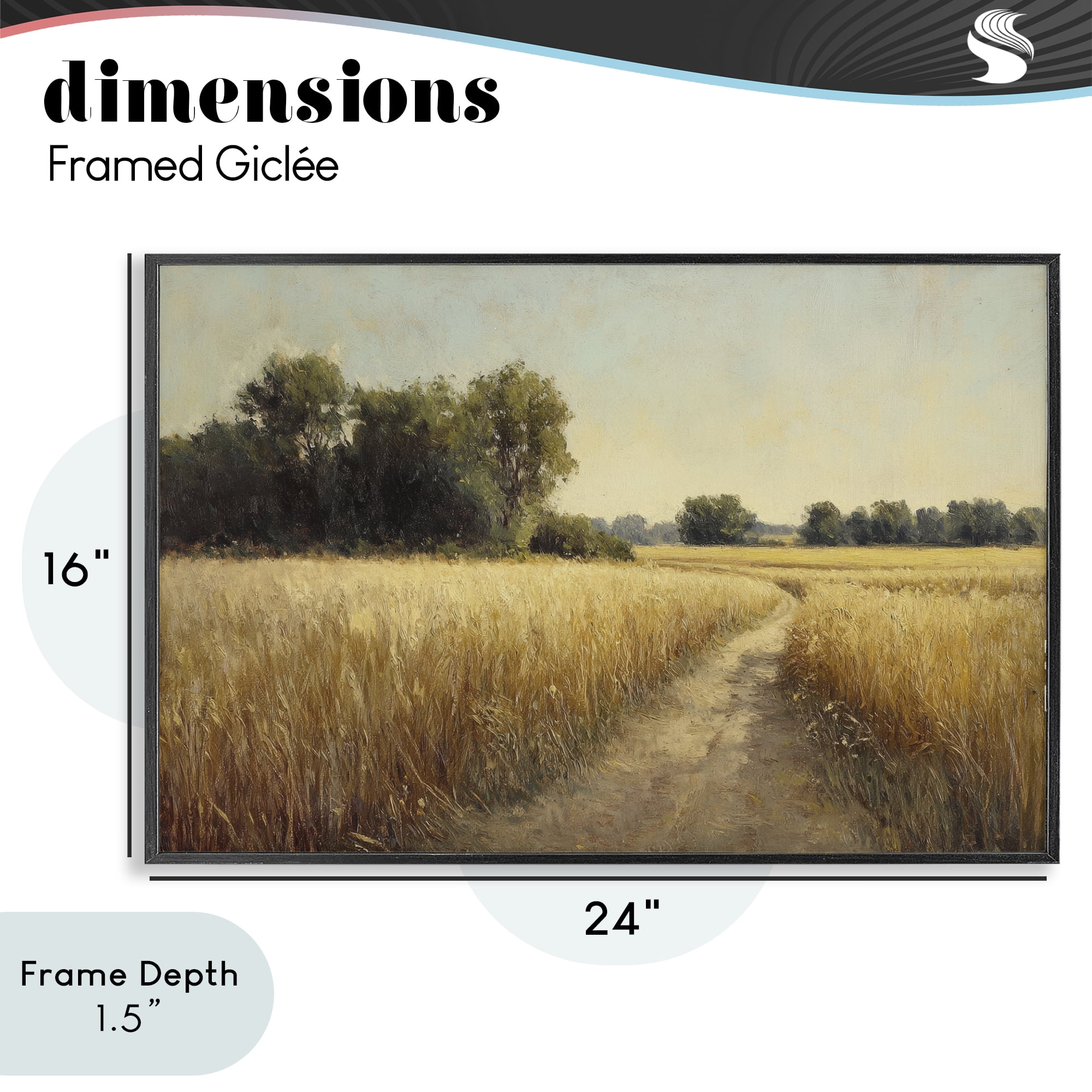 Stupell Industries Sunlit Country Wheat Path Black Framed Giclee Art, design by Petal Prints Design