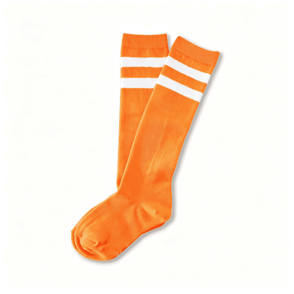 TELOLY Unisex Child Kid Size Neon Bright Colored Knee High Sport Team Socks with Various Colored Stripes Breathable Moisture-Wicking Soccer Socks Kids