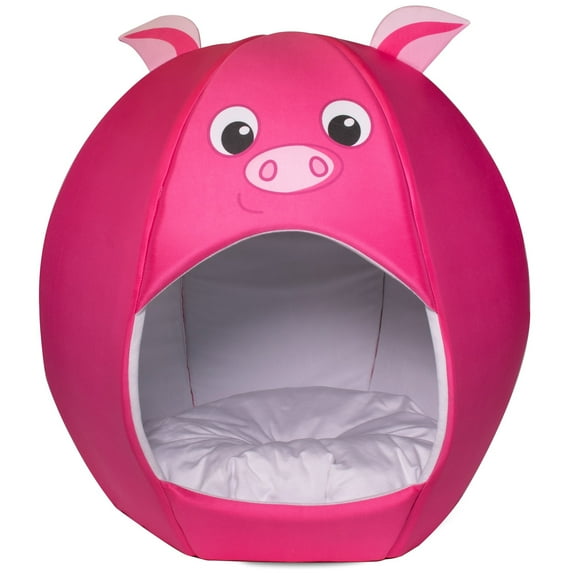 Maccabi Art: Pet Friends Igloo Bed: Small - Piggy - Animal Face Bed, Cozy Dome, Small Dogs, Cats & Puppies, 16x16x18", Removable Machine-Washable Pad